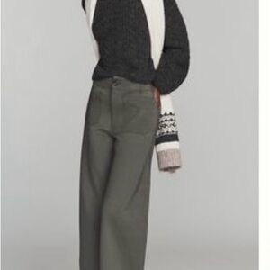 NWT Maeve Olive Wide-Leg High-Rise Pants